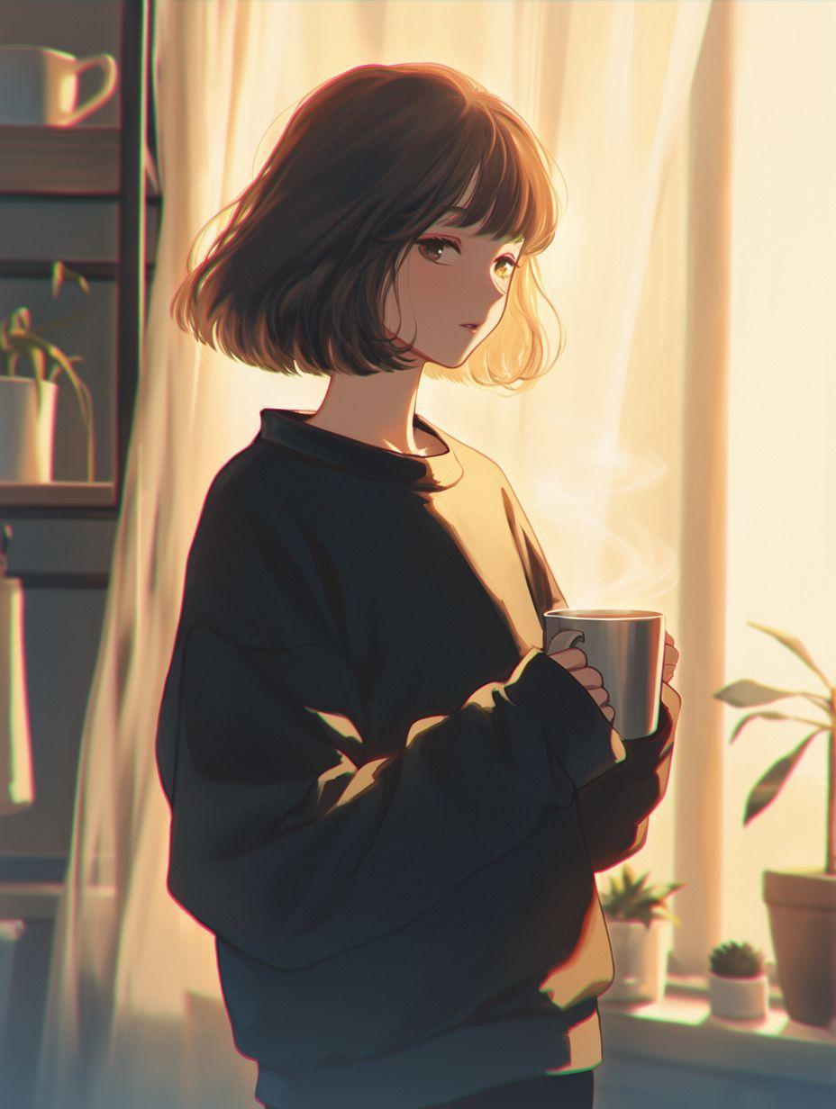 白内障母亲为女儿做饭